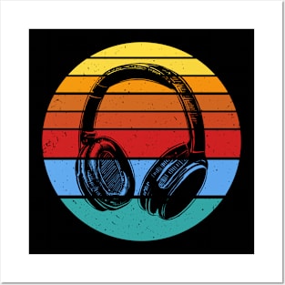 Music Lover Producer DJ Gift Funny Retro Headphone Posters and Art